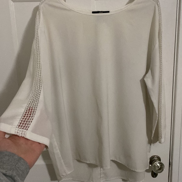 ABS Platinum white long sleeve blouse with cutouts on sleeves - Picture 2 of 4